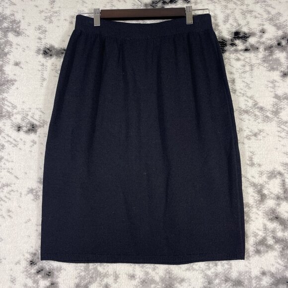 St John Basics Marie‎ Gray Santana Knit Skirt Womens Size Medium Black - Picture 2 of 8